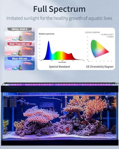 Pawfly 28W Aquarium LED Light for 36 to 42 Inch Fish Tanks Extendable Fish Tank Light with Full Spectrum Brilliant White Blue Red Lights with Daytime & Night Modes and Adjustable Brightness - color: Basic, size: 36"-42"