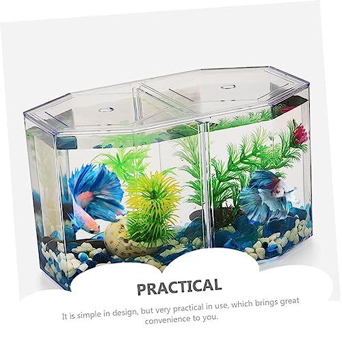 POPETPOP Transparent Betta Fish Isolation Box Professional Aquarium Breeding Tank for Fish Double Space Structure for Breeding and Isolation Home Aquariums