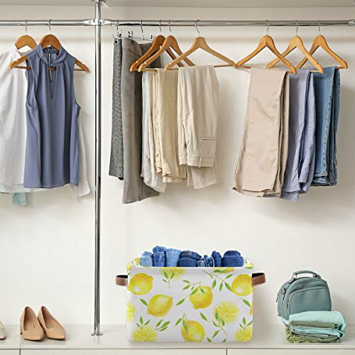 Fresh Lemons Pattern Rectangle Storage Bin, 15 x 11 x 9.5 in, Collapsible Organizer Storage Basket for Home Décor - color: Fresh Lemons Pattern, size: 1 PCS