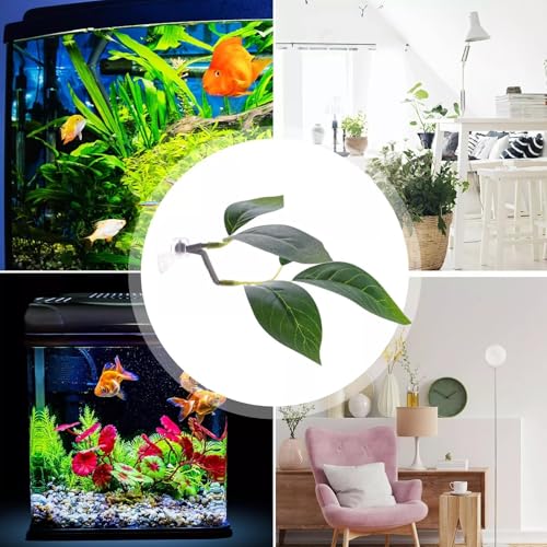 2 Pcs Fish Tank Accessories Fish Leaf Pad Aquarium Décor Simulating The Natural Habitat for Betta Spawning Grounds Breeding Resting Bed with Plastic Suction Cup