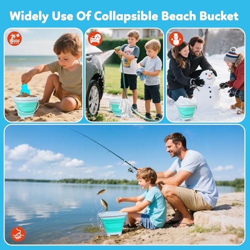 GKDOMS Kids Beach Toys Set with Collapsible Bucket, Sand Molds, Sand Rake and Shovel, Travel Sand Toys Sandplayset for Ages 2-6 (Single Multi) - color: Single Multi