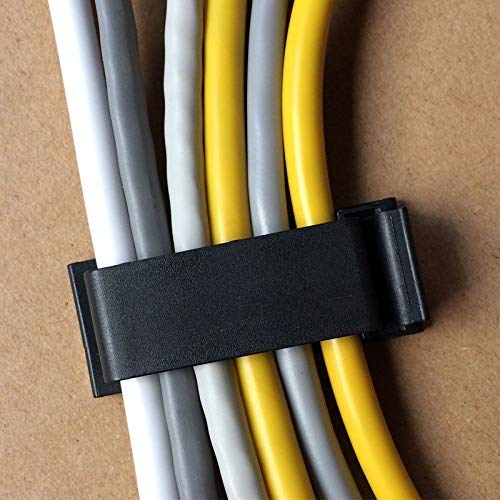 SOULWIT 50Pcs Self Adhesive Cable Management Clips, Cable Organizers Wire Clips Cord Holder for TV PC Ethernet Cable under Desk Home Office (Black) - color: Black