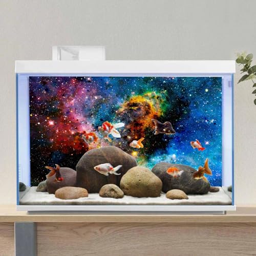 AWERT 48x24 inches Galaxy Aquarium Background Cloud Stars and Colorful Cosmic Universe Fish Tank Background Mystery Space Terrarium Background - size: 48x24in/120x60cm