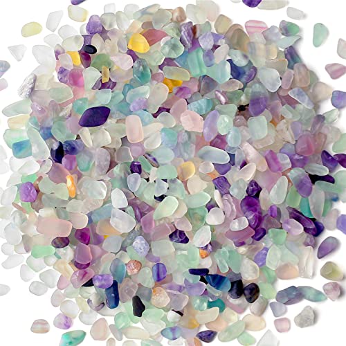 Fluorite Aquarium Gravel Rocks Natural Tumbled Healing Crystal Chips Bulk Gemstones Tumbled Crushed Stones for Fountain Vase Filler Planters Decorative Fish Tank Potted Reiki Energy Balancing 0.44lb - color: 1-fluorite, size: 0.44 Pound