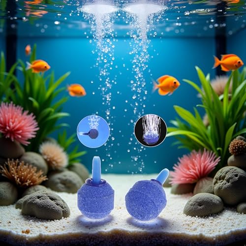 Blue Ball Shape Airstones, Air Bubble Increaser for Aquarium Fish Tank Oxygen Adjustable Stone Ball Air Pump Accessory Aquarium Pumps and Filters