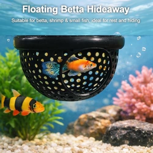 CZFDHP Betta Hammock, Floating Betta Hide, 6 PCS Fish Tank Decorations with Aquarium Plants, Betta Fish Tank Accessories for Resting and Hiding, Multi-Functional Play Spaces with Leaf Pads and Tunnel