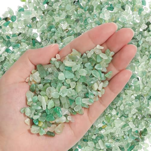 T4U Crystal Chips Stone Crushed Quartz Jade Pebbles 1LB - Fluorite Tumbled Gravel Small Decorative Pebbles Bulk, Mini Polished Rocks Sand Pieces for Crafts, Vases Filler, Plants, Aquarium Gravel Rocks - color: #8 - Jade, size: 1 LB