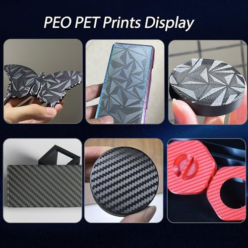 JUUPINE 3D Printer Build Plate for Bambu Lab X2D/X1/X1C/X1E/P1P/P1S/P2S/A1 3D Printer,Diamond PEO+Carbon Fiber PET Surface 257x257mm Spring Steel Plate,Double Sided Flexible Sheet Heatingbed Platform. - color: PEO+PET, size: For X2D/P2S/ X1/X1C/X1E/P1P/P1