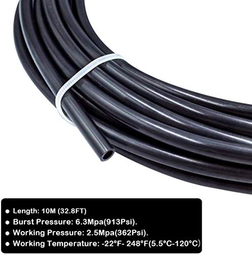 Beduan Pneumatic Nylon Tube SAEJ844 Air Line Nylon Hose Tubing for Air Brake System or Fluid Transfer (1/2”OD 32.8FT, Black) - color: Black, size: 1/2"OD 32.8FT