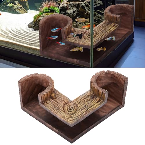 1 Pc Aquarium Underground Tunnel Cave Wood Like, 5.1 x 2 x 2.7 Inch Fish Hideout for Aquarium, Decoration for Guppy, Corydoras Catfish, Loaches, Corydora Catfish Bettas Pleco and Shrimps