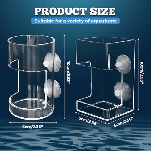 No Mess Aquarium Feeder, 2026 New Acrylic Clear Fish Tank Feeder with Suction Cup, Preventing Food Scattering (Round) - color: Round