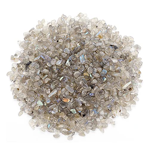 Cherry Tree Collection 1/2 Pound Polished Tumbled Gemstone Chips, Pebbles, Crystal Chips Bulk for Jewelry Making, Healing, Plants, Succulents, Aquariums, Decoration, Chakra (Labradorite) - color: Labradorite