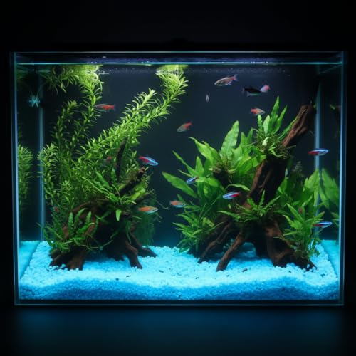 Shiny Stone Glow in The Dark Aquarium Gravel Sand, Sky Blue, 3-5mm | Neon, 305g/0.67lbs, Decorative Rocks for Fish Tank, Fairy Garden, Home Decor - color: Sky Blue, size: 3-5mm
