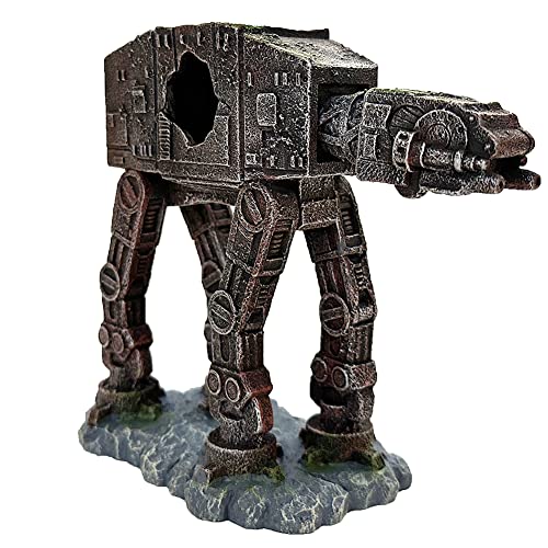 SLOCME Aquarium at-at Imperial Walker Decorations - Fish Tank Tropical Betta Fish Hideouts Cave Ornament