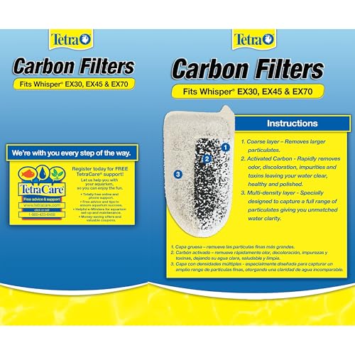Tetra Whisper EX Carbon Large Round Filter Cartridges, 4 Count, Fits Tetra Whisper EX 30, 45, 70 Fish Tank Filters - size: 4-Count, style: large