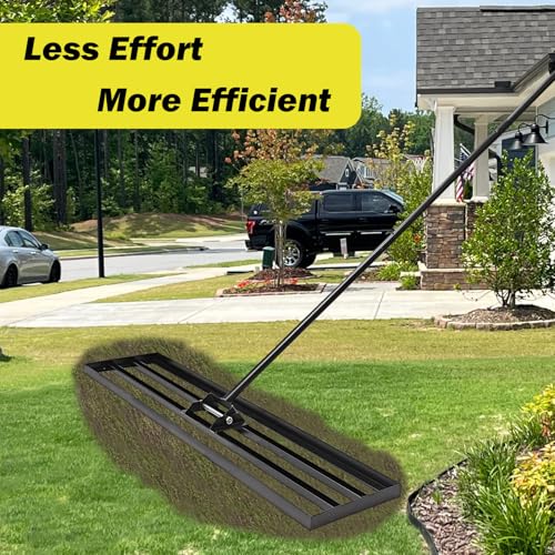 48"x10" Lawn Leveling Rake - High Carbon Steel Yard Lawn Leveler Tool with Adjustable Long Handle | Multi-Surface Levelawn Tool for Soil, Grass, Golf Course, Garden & Farm Care - style: 48"x10"