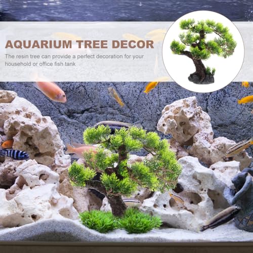 Healeved Landscaping Tree Resin Tree for Decor Resin Ornament Fish Tank Decor Craft for Fish Tank Aquarium Plant Fake Bonsai Simulation Plant Garden Decor - color: Green, size: 29 x 26 cm
