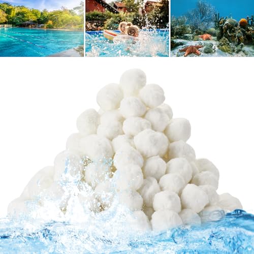 Redcoutt 3.1 Lbs Pool Filter Balls for Sand Filter, Reusable Eco-Friendly Filter Media for Sand Filter Pump, Replaces 100 Lbs Pool Filter Sand, Long-Lasting for Several Seasons - color: White