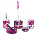 Locco Decor 5 Piece Acrylic Liquid 4D Floating Motion Bathroom Vanity Accessory Set Garden Theme Leaf Toothbrush Holder, Tumbler, Soap Dispenser, Soap Dish, Toiletbrush Holder Set - size: 5-piece, style: Leaf