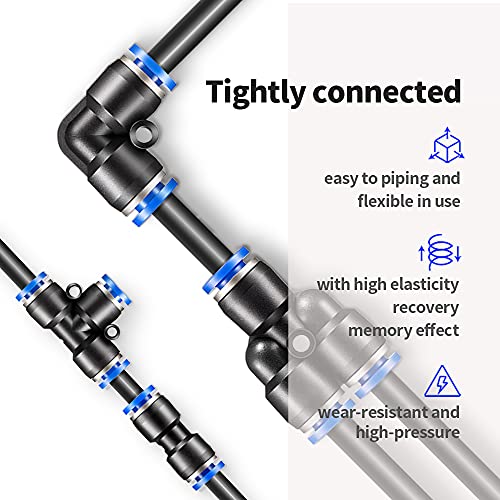 Pneumatic Tubing Black PU Air hose Pipe Tube Kit 5/32 inch or 4mm OD 2.5mm ID 39.4ft/12 Meter for Air Line or Fluid Transfer - color: Black, size: 4mm OD / 2.5mm ID × 12m