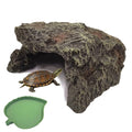 M2cbridge Aquarium Fish Hide Cave Reptile Hideout Cave Terrarium Amphibians Habitat Decor(Cave+ Water Dish) - style: Cave+ Water Dish