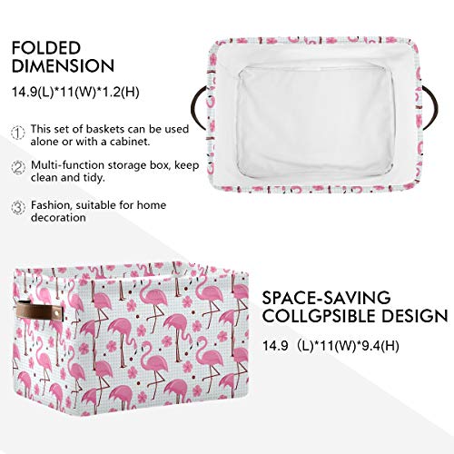 Pink Flamingos Storage Basket Bin, Large Cube Storage Box Canvas Collapsible Storage Organizer for Home Office Closet - 15 L x 11 W x 9.5 H - color: Pink Flamingos, size: 1 PCS