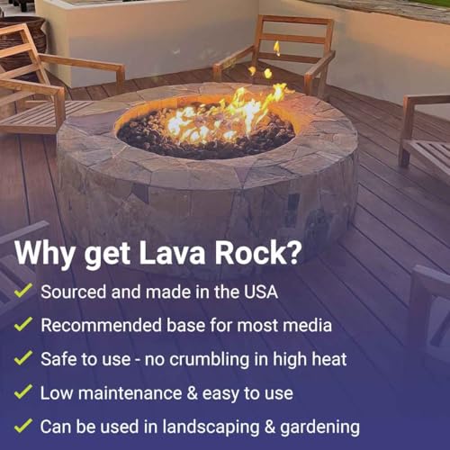 American Fire Products | Medium Lava Rock, 1/2" - 1" | Use in Fireplace, Fire Pit or Bowl | Outdoor & Indoor Volcanic Rock for Natural Gas or Propane Fires | Decorative Landscaping | 10 lb Bag - size: 1/2 Inch to 1 Inch Thick x 10 Pounds