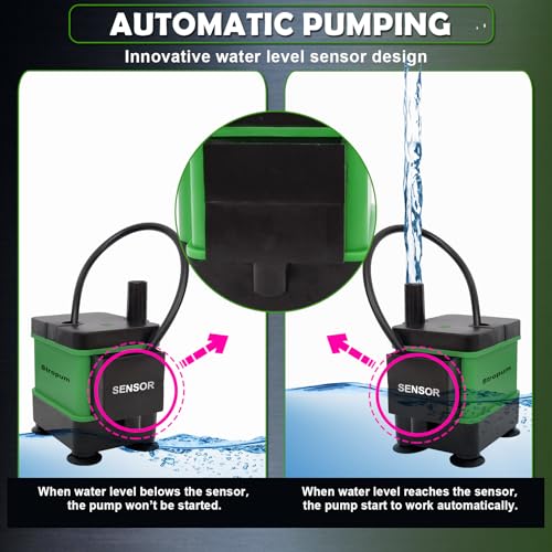 HVAC Condensate Pump Small Pump With Level Sensor For Air Conditioner 110V Automatic Submersible Water For Dehumidifier,Furnace,Green-1 - size: Small (3FT 70GPH)