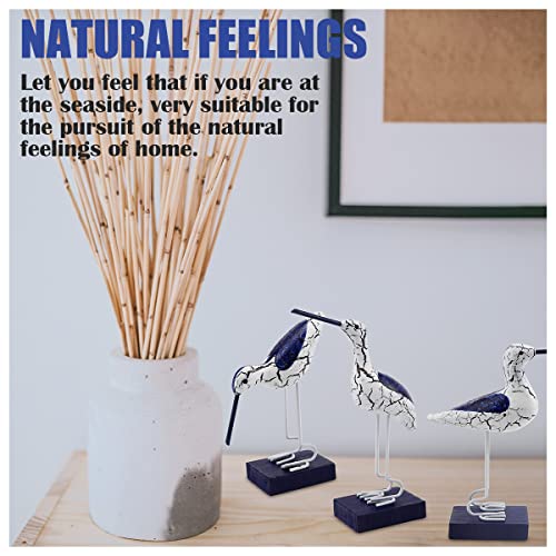 FERCAISH Wooden Seabird Figurine Ornament, New Nautical Style Sea Bird Table Top Ornament for Bedroom, Living Room,Restaurant Decoration, Desktop Decor DIY Craft(3 Pcs)