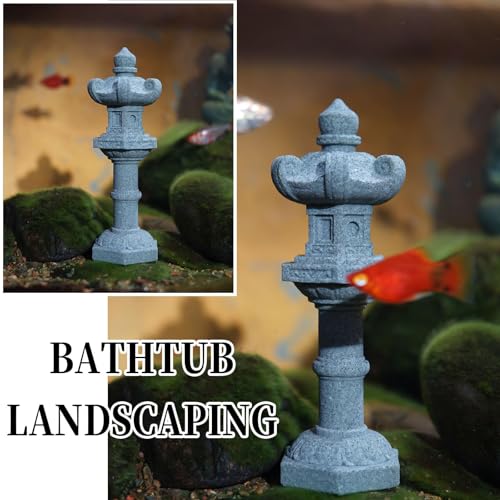 Saihisday 6pcs Miniature Asian Decor, Japanese Lantern Style, Chinese Pagoda Statue for Fish Tank Aquarium Ornament Decor Bonsai Micro Rockery Landscape Kit