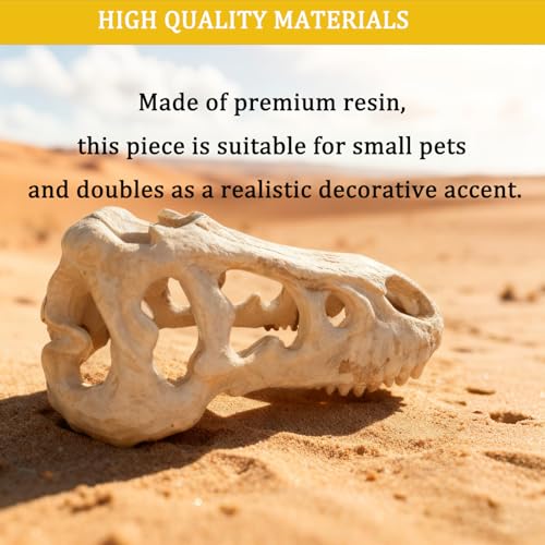 Dinosaur Skull Reptile Basking Platform, Resin Fish Tank & Terrarium Decor for Bearded Dragons, Lizards, Geckos - Aquarium Decor, Tarantula Hide Cave