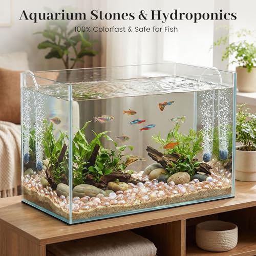 FUTUREPLUSX 1LB Pink Flat Glass Marbles, Vase Fillers Gems Fish Bowl Marbles Decorative Glass Pebbles for Vases Aquarium Floral Smooth Stone - color: Light Pink