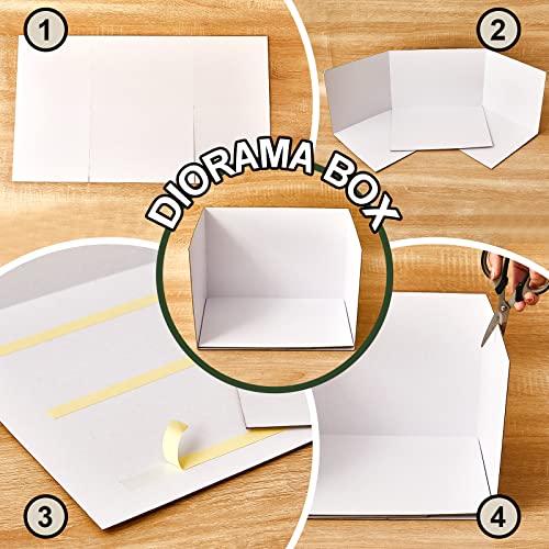 Sherr 10 Pcs Diorama Kit Box Cardboard Diorama Project with Double Sided Tapes for Display DIY Dollhouse Gift for Birthdays Holiday, White, 11.8 x 8.7 x 8.3 Inch
