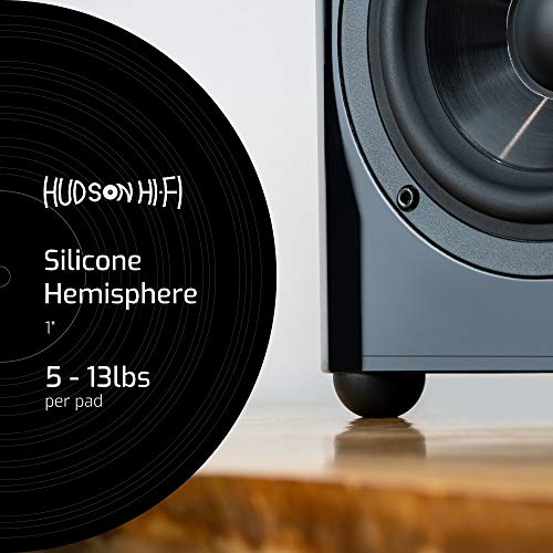 Hudson Hi-Fi Speaker Isolation Feet (8-Pack, 1") – Adhesive Silicone Anti-Vibration Pads for Speakers, Turntables, Subwoofers & Amplifiers, Supports 5-13 lbs Per Pad - size: 1" Hemisphere - 8 Pack