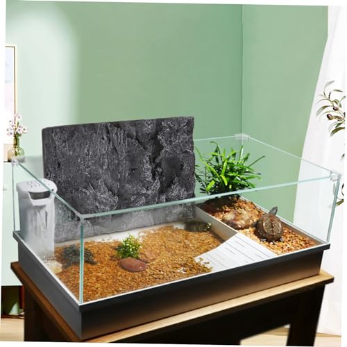Mikikit 3D Reptile Tank Background Board Pu Material Turtle Habitat Decoration 17.7X11.8 Inch Aquarium Terrarium Wall Display
