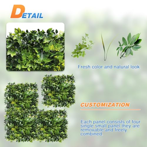 TANG 20"x20"-1PC Artificial Greenery Boxwood Panels Grass Wall Panel, Faux Privacy Fence Ivy Screens Backdrop Fake Hedge for Indoor Outdoor Wedding Décor, Style-6 - color: 20"x20" Panel-6, size: 20"x20"