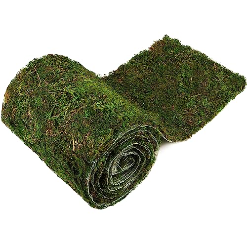 108'' x 12'' Moss Table Runner Dried Moss Sheet Roll for Crafts Preserved Moss Mat for Table Decoration Green Moss for Wedding Party Woodland Garden Fairy Decor - color: 108*12 Inch