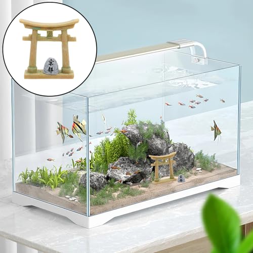 Yardwe Japanese Gate Statue for Zen Garden Compact Landscape Decoration with Stone for Aquariums Bonsai and Miniature Scenes - color: Assorted Color 2