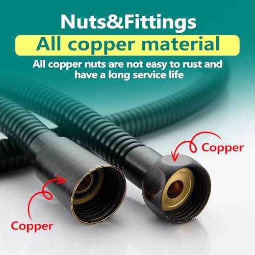 TRIPHIL Kink-free Shower Hoses Extra-long for Handheld Showerhead Hose Replacement Flexible Metal Shower Tube Extension Anti-twist 2 Brass Connectors Stainless Steel Sleeve Oil Rubbed Bronze 71 Inch - color: Oil Rubbed Bronze, size: 71 Inches