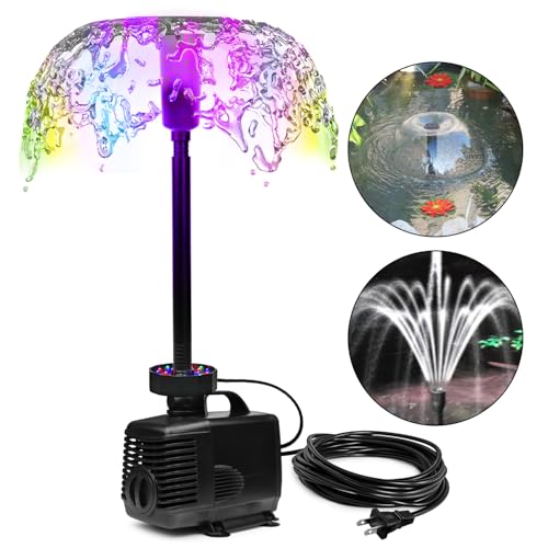 45W 792 GPH LED Pond Pump with Fountain Kit (3000L/H), Submersible Garden Water Fountain Pump, for Waterfall, Hydroponics, Aquariums, Fish Tanks, Indoor Outdoor (AC Powered)