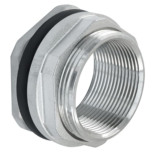 Murtenze 1.5" Bulkhead Water Tank Connector, Stainless Steel Water Tank Fitting Thru-bulk Adapter, Water Pipe Connector for Rain Barrels/Aquariums/Water Tanks - size: 1.5 Inch