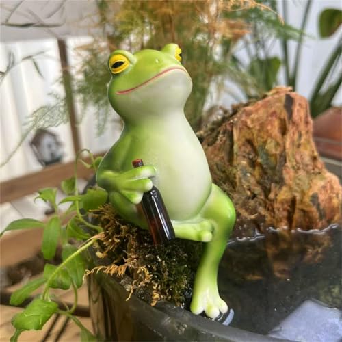 Funny Frog Figurines Plant Decorations for Pots Cute Frog Statue Outdoor Garden Decor for Fish Tank,Flower,Lawn,Yard,Home Office Desktop Decoration Gift