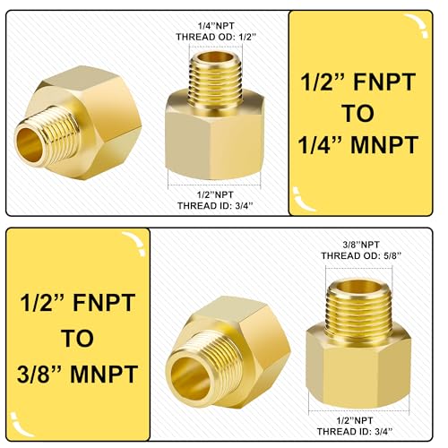 1/2 Inch x 4ft. Hybrid Air Hose with 1/2 in. MNPT Ends and Bend Restrictors, 1/2” FNPT to 3/8”&1/4”MNPT Reducer, Air Compressor Hose Fittings and Accessories