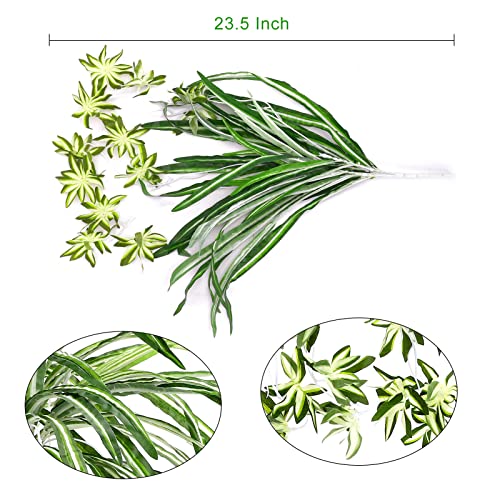 GBESTWOOW Artificial Spider Plant Hanging Vine Fake Greenery for Home Garden Office Wedding Decoreation 2pcs - size: 25 inch