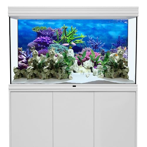 YongFoto Ocean Theme Fish Tank Background 24x12 inch Coral Seaweed Reef Rock Tropical Fish Underwater Sea World Polyester Backdrop Reptile Habitat Terrarium Aquarium Background - color: Underwater 2, size: 24x12inches