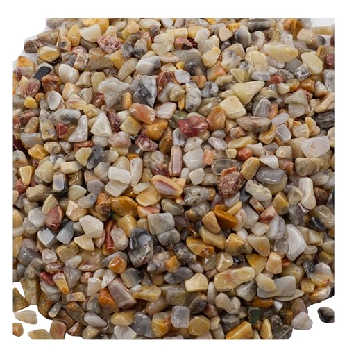 Cherry Tree Collection 1/2 Pound Polished Tumbled Gemstone Chips, Pebbles, Crystal Chips Bulk for Jewelry Making, Healing, Plants, Succulents, Aquariums, Decoration, Chakra (Crazy Lace Agate) - color: Crazy Lace Agate