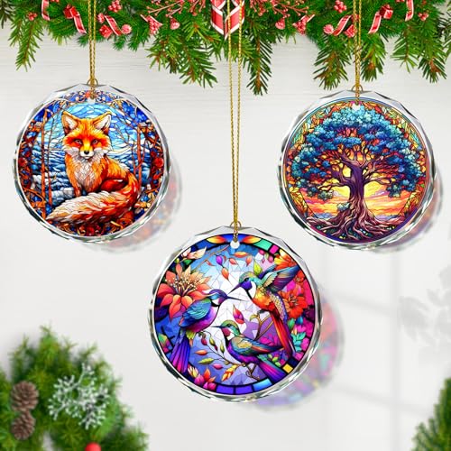 Hummingbird Stained Glass Ornament - Christmas Tree Decoration, Gift Exchange Present Idea - color: Hummingbird