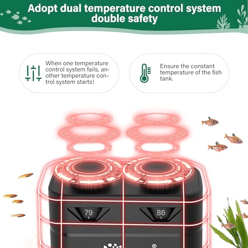 hygger Aquarium Heater,600W/800W Submersible Fish Tank Water Heater Double Quartz Explosion-Proof with Separate Temperature Measurement System for Freshwater Saltwater Tank (600W) - size: 600W