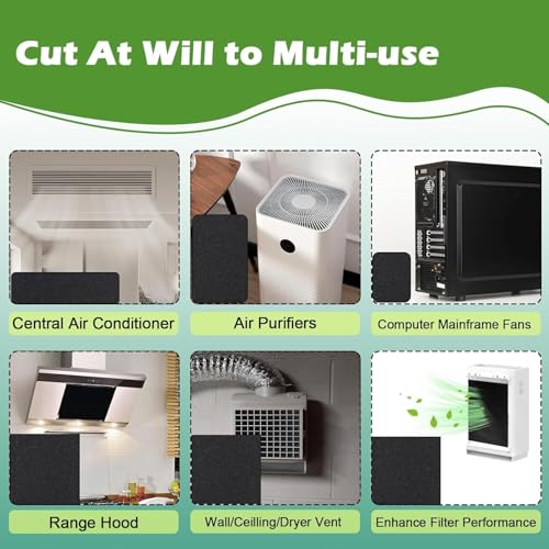 Cut to Fit Activated Carbon Air F ilter Sheet 16"x 48"x 1/4",Universal Charcoal Replacement F ilter Pad for Air Purifier,Furnace,AC,Range Hood,3D Printer - style: 16" x 48"(black)