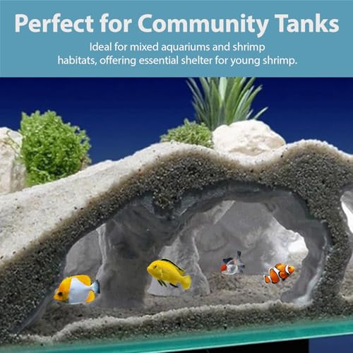 Aquarium Decor, Natural Curve Under Gravel Tunnel Cave, Fish Cave for Aquarium, 3D Printed Fish Tank Tunnel Decor for Betta, Guppy, Shrimp, Cory, Small Cichlid (Large) - size: Large